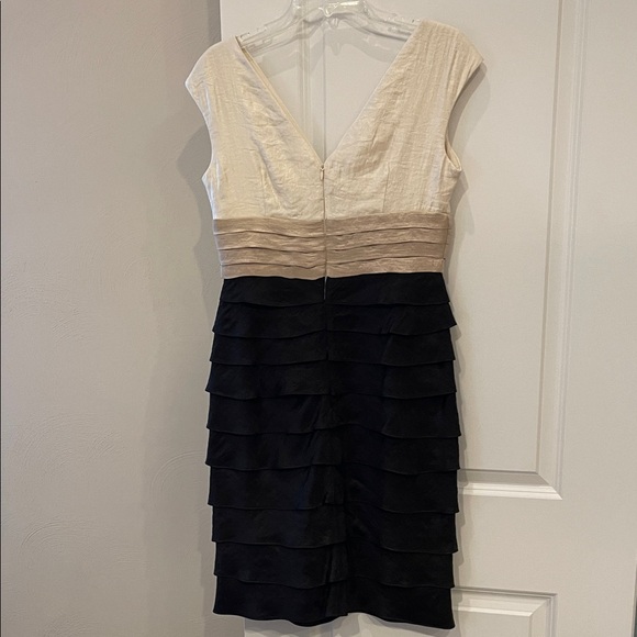 Chic Cream and Black Layered Mini Dress - Picture 3 of 3